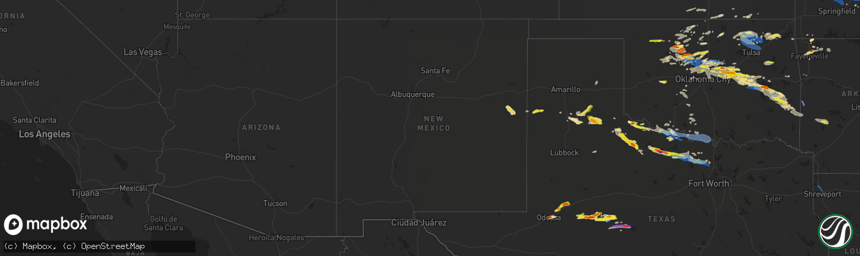 Hail map in New Mexico on May 27, 2021