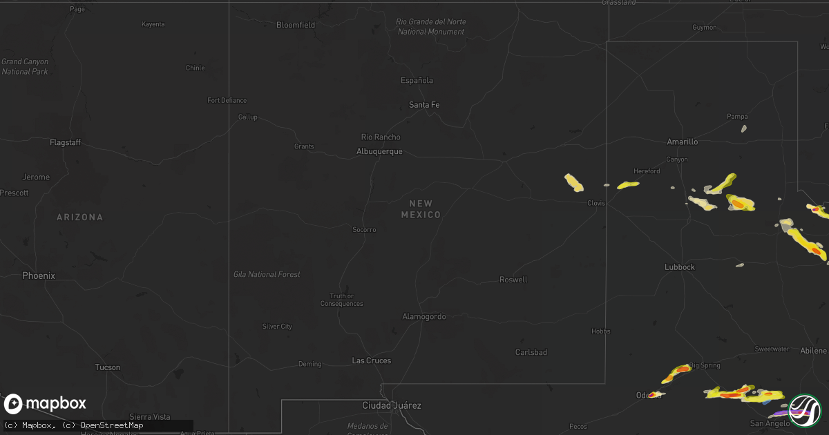 Hail map in New Mexico on May 27, 2021