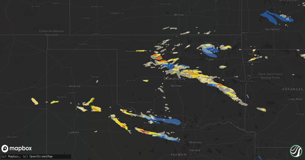 Hail map in Oklahoma on May 27, 2021