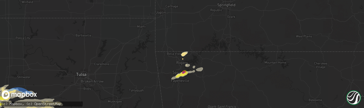 Hail map in Pea Ridge, AR on May 27, 2021