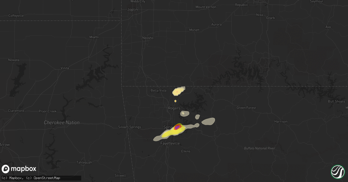Hail map in Pea Ridge, AR on May 27, 2021