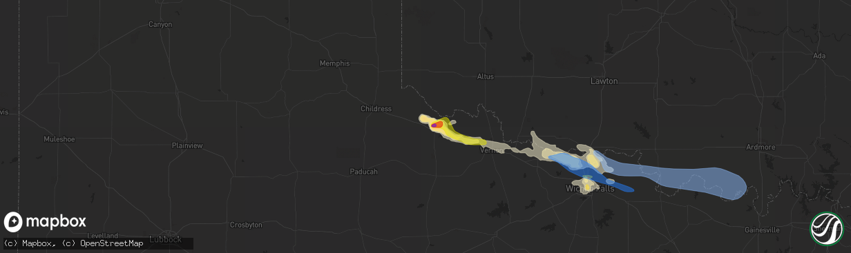 Hail map in Quanah, TX on May 27, 2021