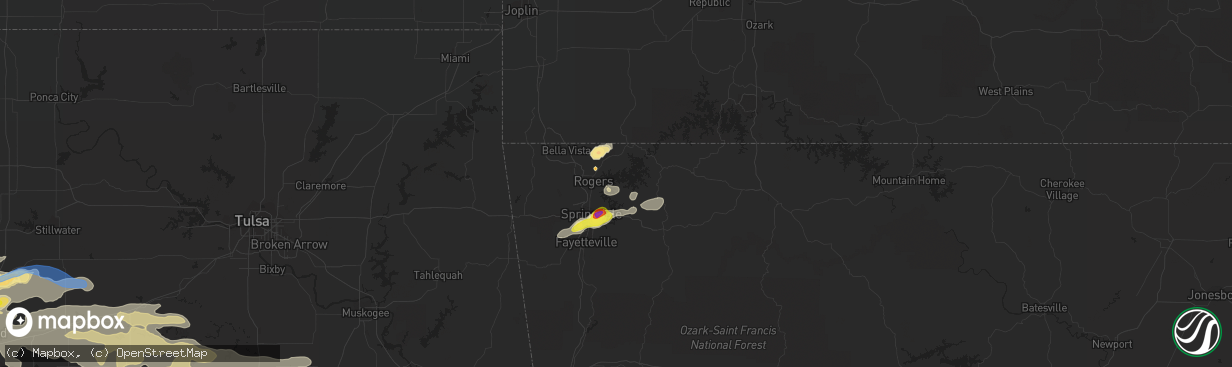 Hail map in Rogers, AR on May 27, 2021