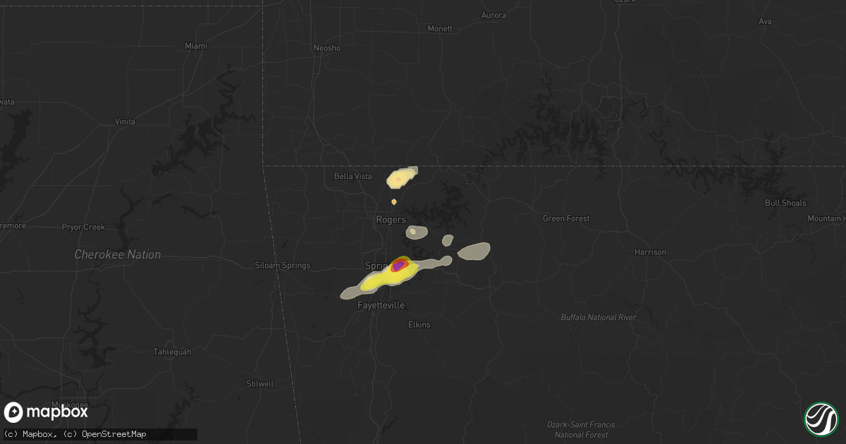 Hail map in Rogers, AR on May 27, 2021
