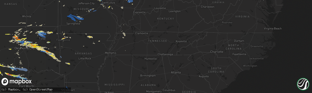 Hail map in Tennessee on May 27, 2021