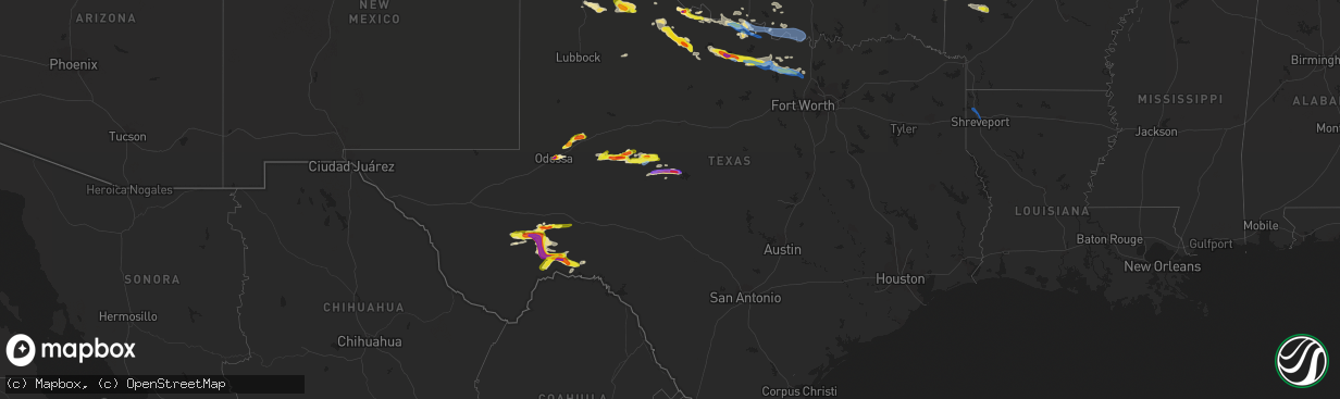 Hail map in Texas on May 27, 2021