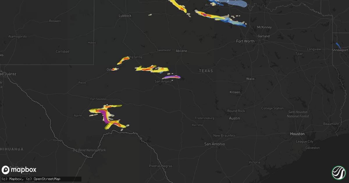 Hail map in Texas on May 27, 2021
