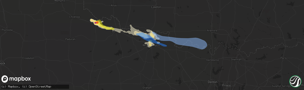 Hail map in Wichita Falls, TX on May 27, 2021