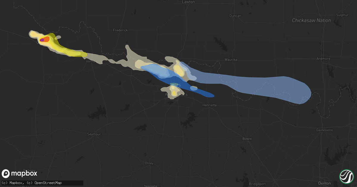 Hail map in Wichita Falls, TX on May 27, 2021
