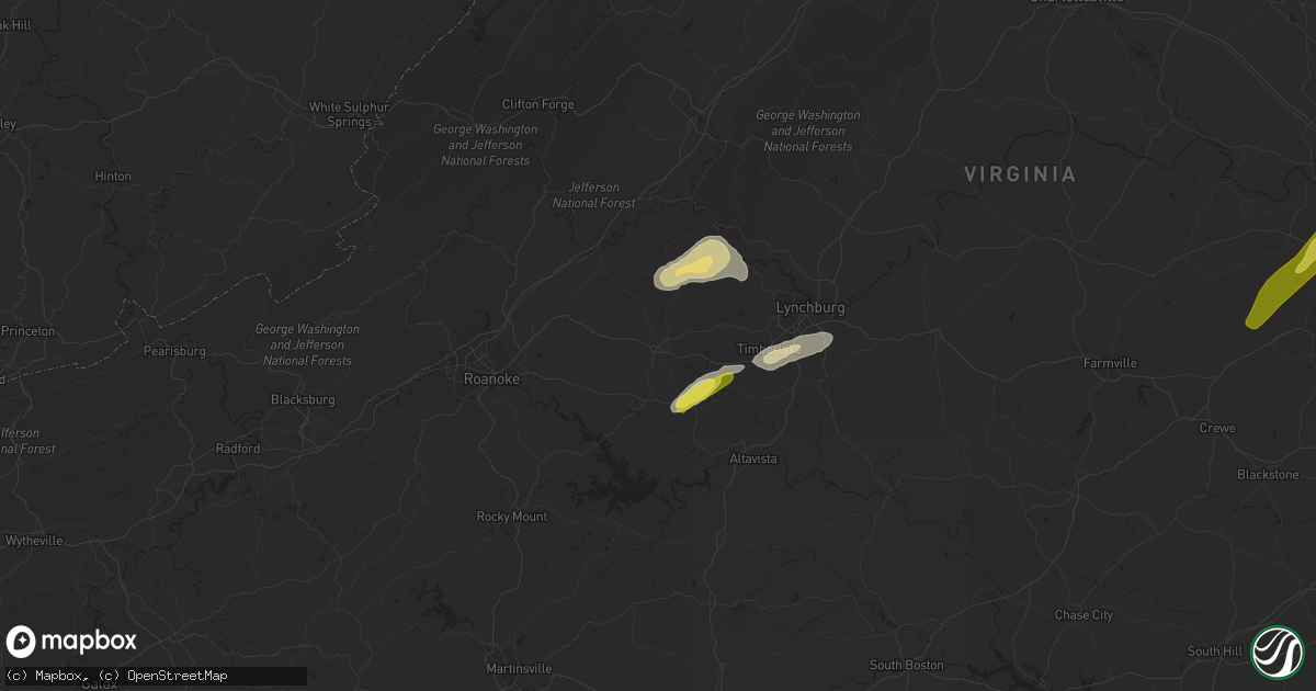 Hail map in Bedford, VA on May 27, 2022