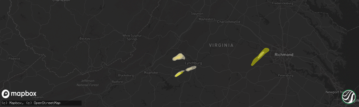 Hail map in Big Island, VA on May 27, 2022