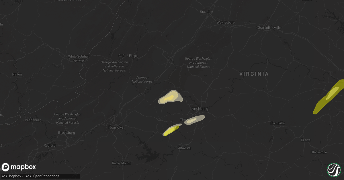 Hail map in Big Island, VA on May 27, 2022