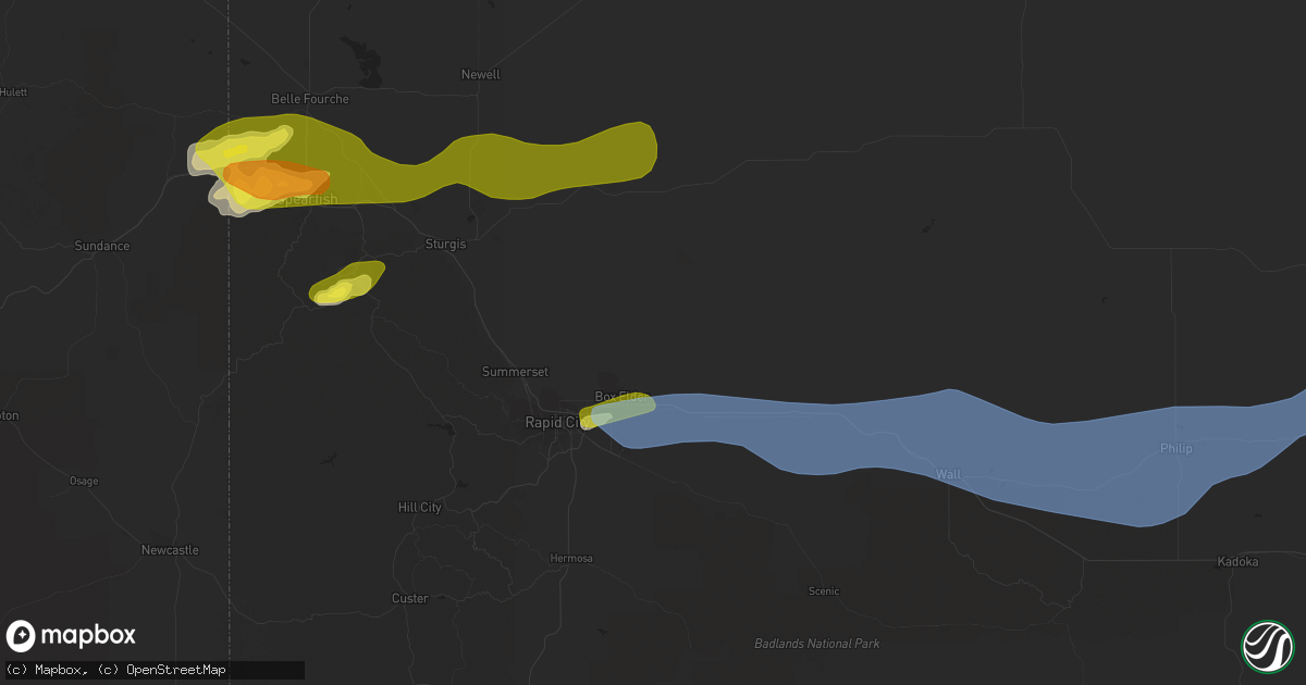 Hail map in Box Elder, SD on May 27, 2022