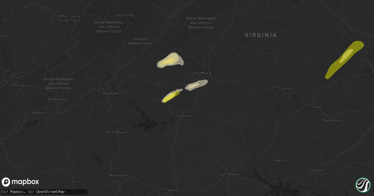 Hail map in Evington, VA on May 27, 2022