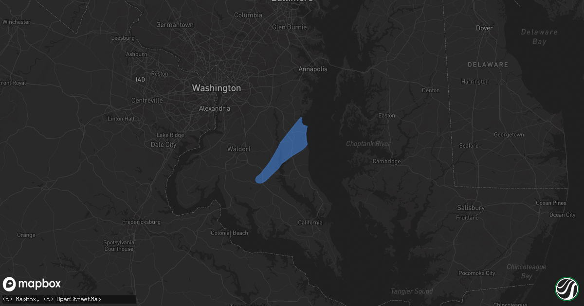 Hail map in Huntingtown, MD on May 27, 2022