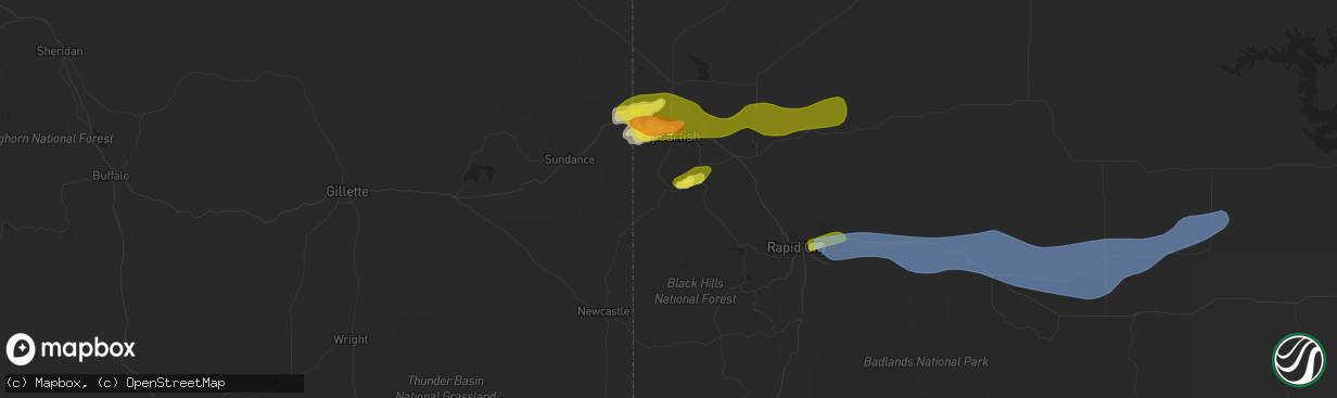 Hail map in Lead, SD on May 27, 2022