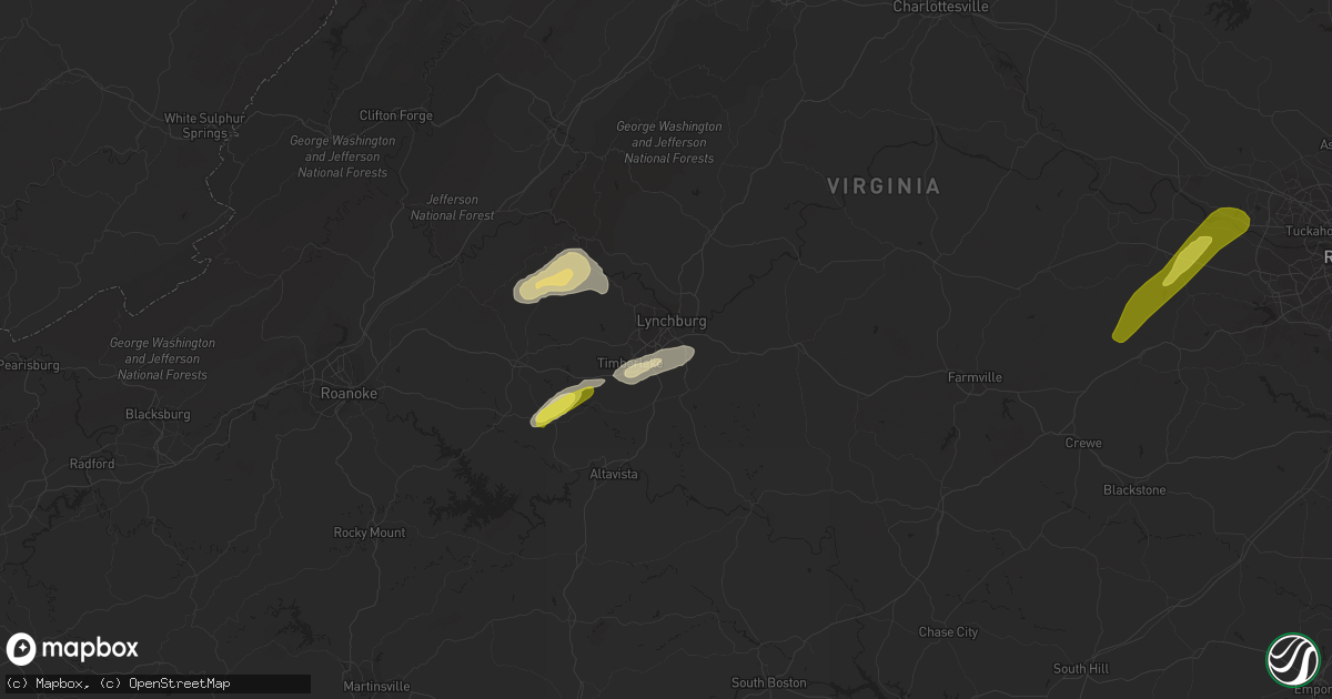 Hail map in Lynchburg, VA on May 27, 2022