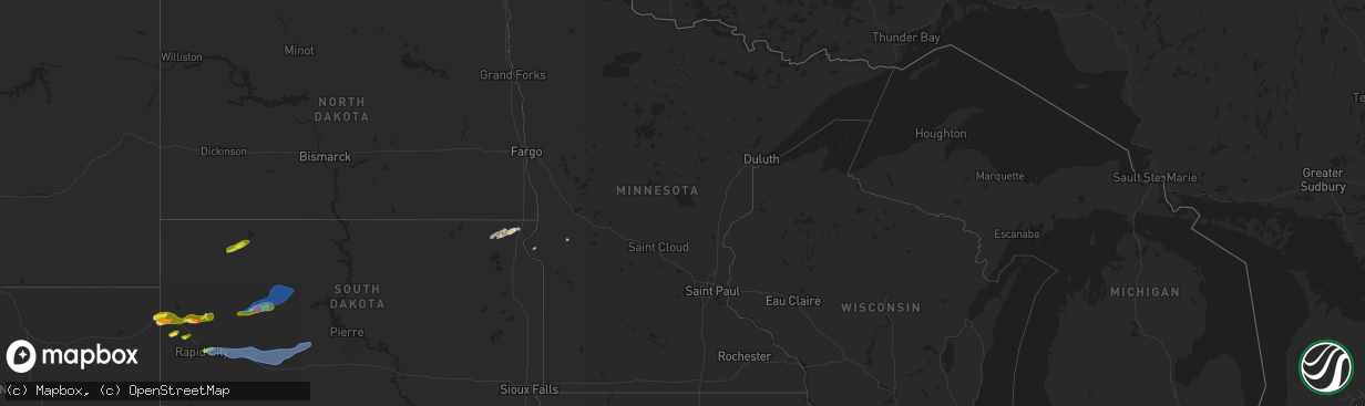 Hail map in Minnesota on May 27, 2022