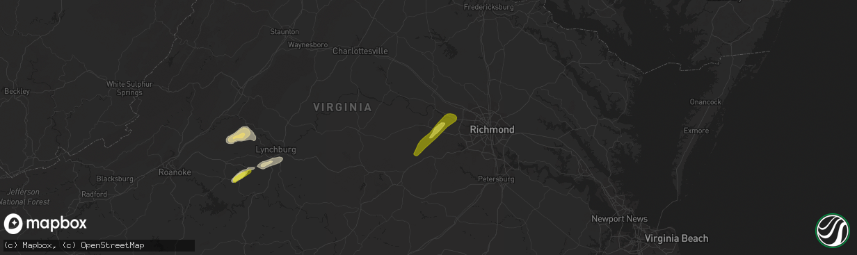 Hail map in Powhatan, VA on May 27, 2022