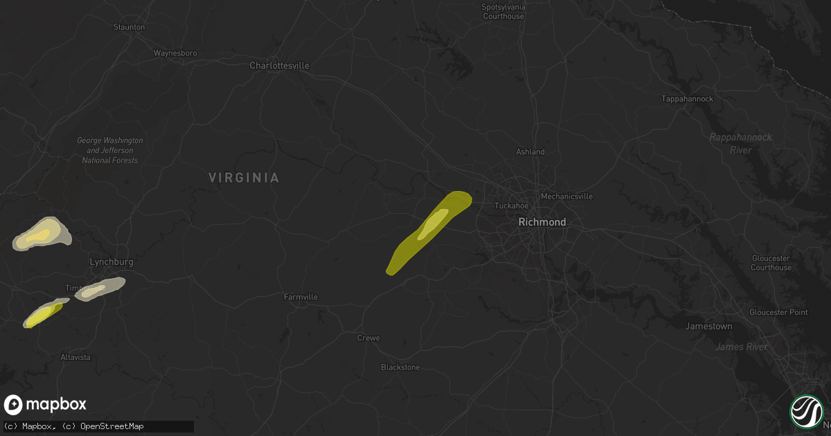 Hail map in Powhatan, VA on May 27, 2022