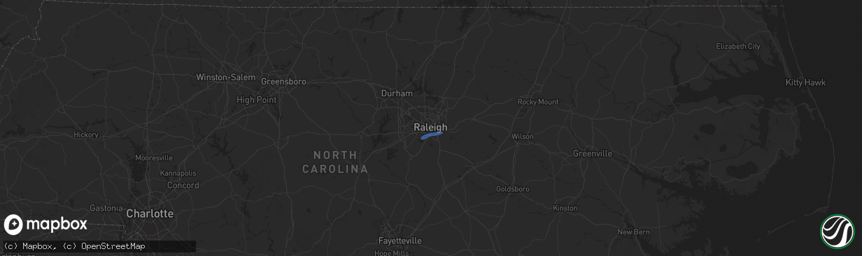 Hail map in Raleigh, NC on May 27, 2022