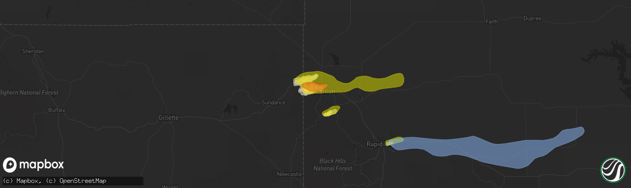 Hail map in Spearfish, SD on May 27, 2022