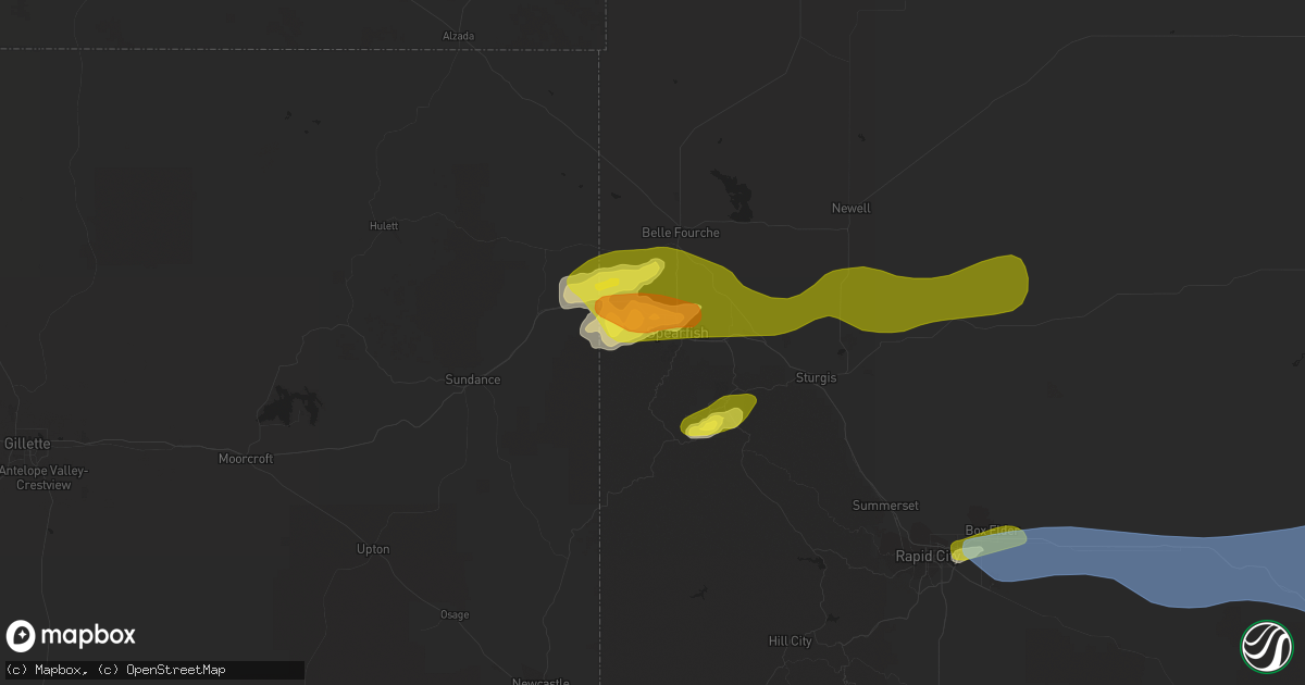 Hail map in Spearfish, SD on May 27, 2022
