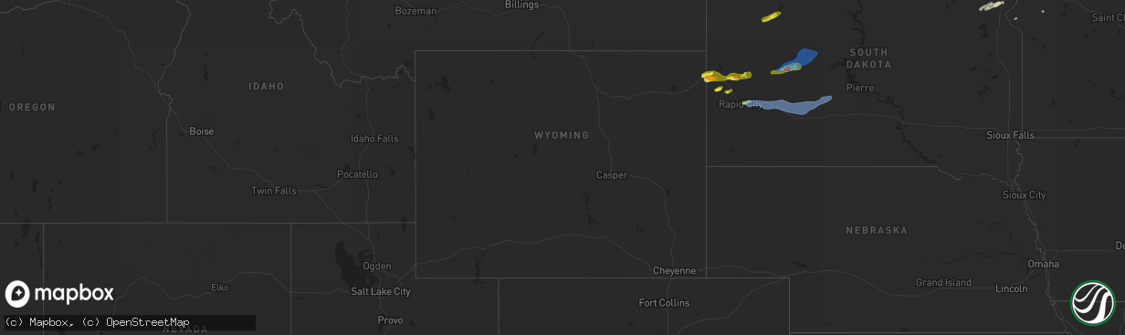 Hail map in Wyoming on May 27, 2022