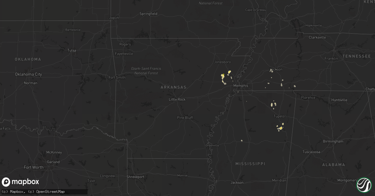 Hail map in Arkansas on May 27, 2023