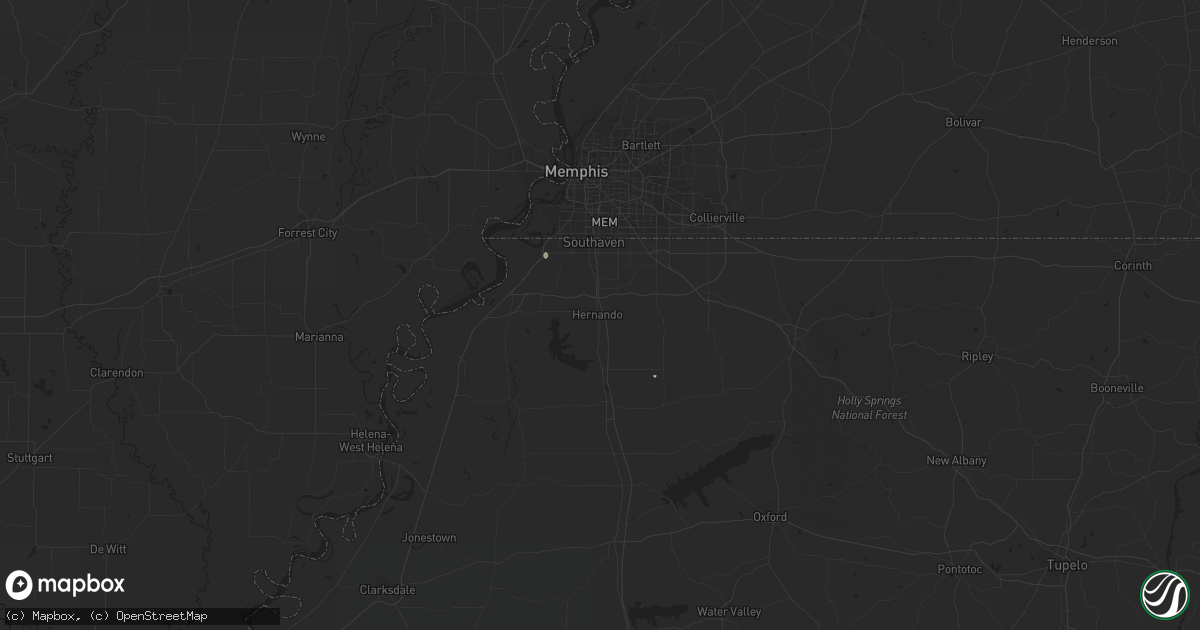 Hail map in Coldwater, MS on May 27, 2023