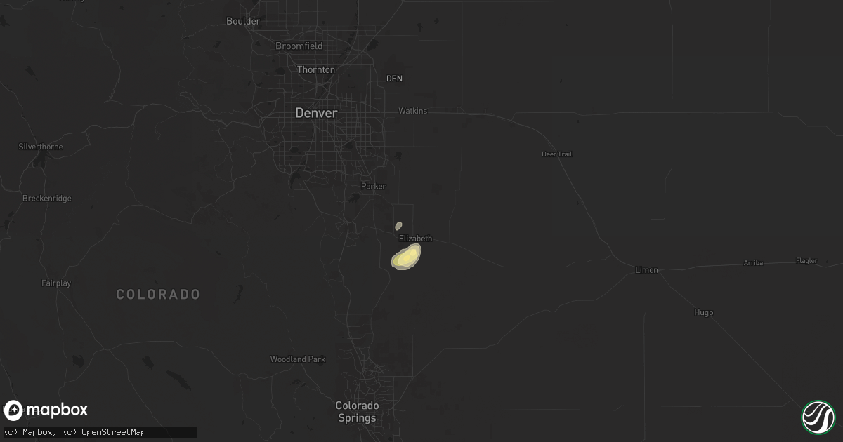 Hail map in Elizabeth, CO on May 27, 2023