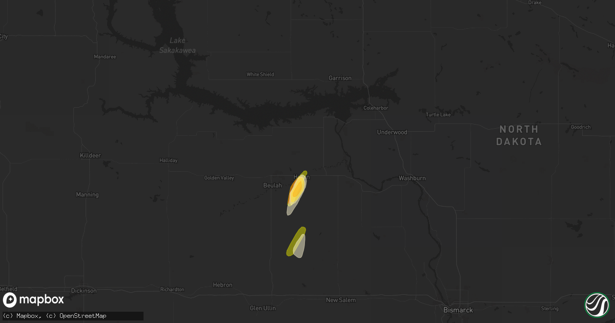 Hail map in Hazen, ND on May 27, 2023