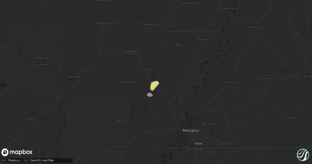 Hail map in Marked Tree, AR on May 27, 2023