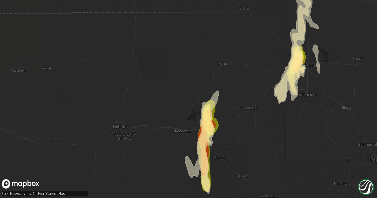 Hail map in Moorcroft, WY on May 27, 2023