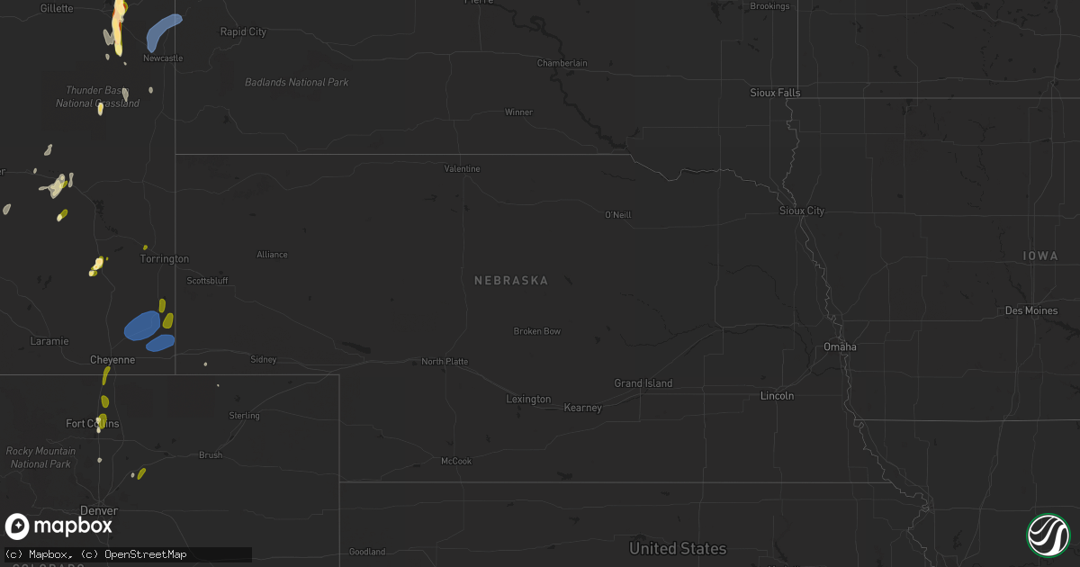 Hail map in Nebraska on May 27, 2023