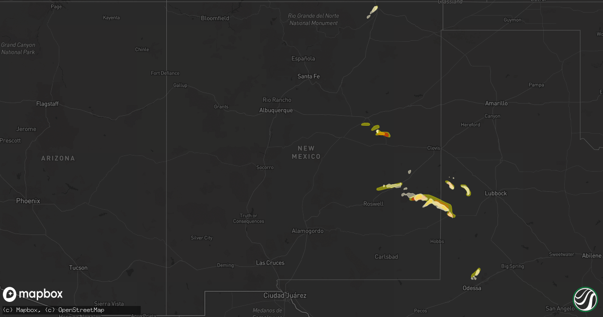Hail map in New Mexico on May 27, 2023