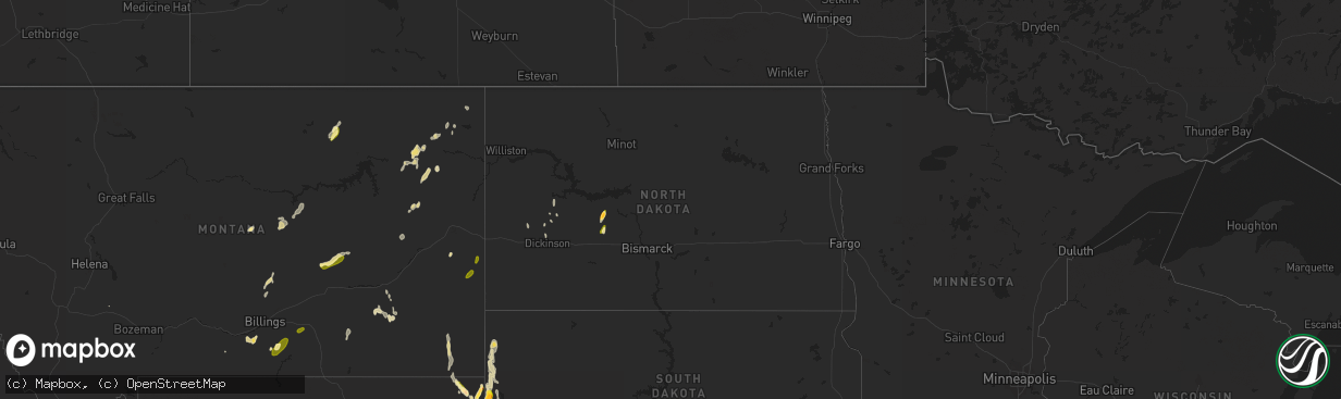 Hail map in North Dakota on May 27, 2023