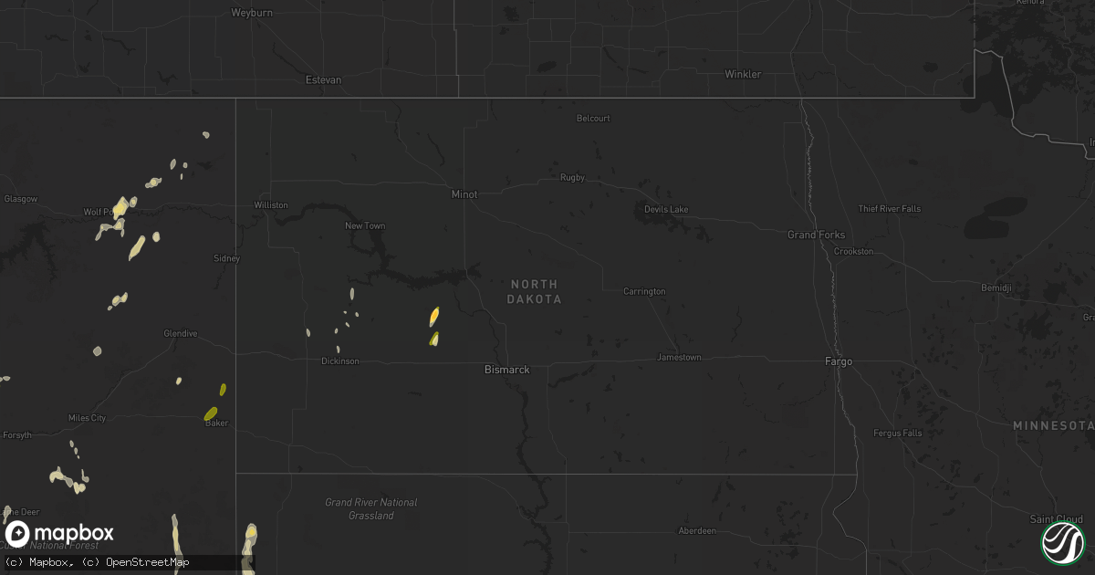 Hail map in North Dakota on May 27, 2023