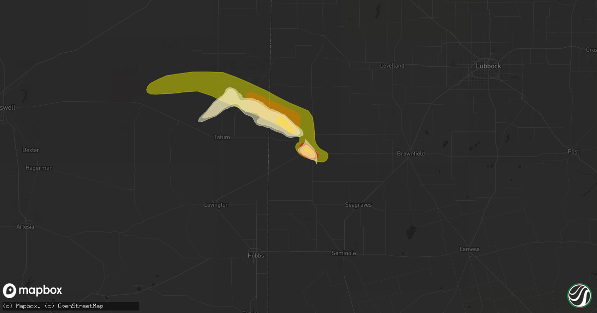 Hail map in Plains, TX on May 27, 2023
