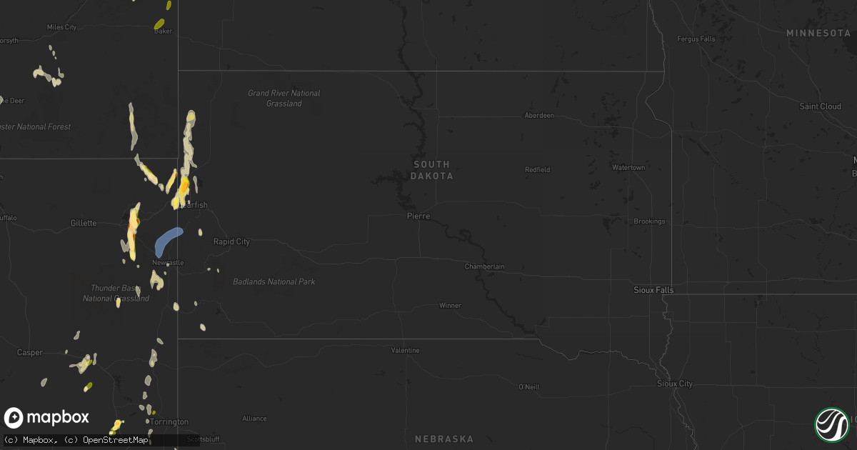 Hail map in South Dakota on May 27, 2023