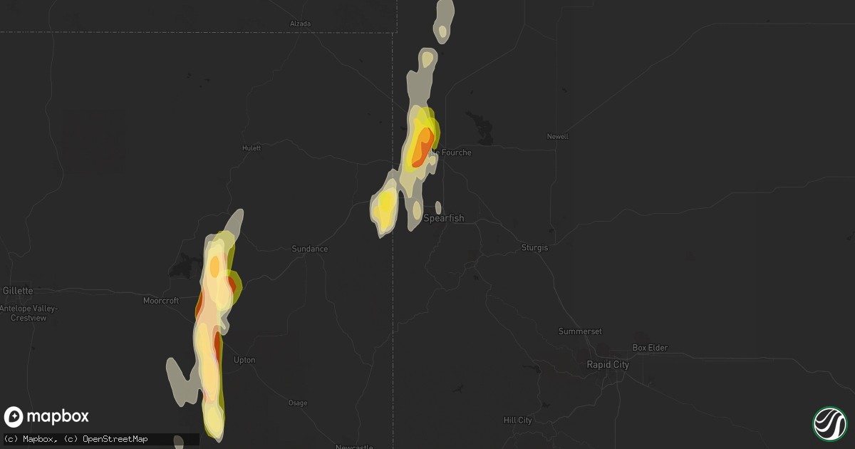 Hail map in Spearfish, SD on May 27, 2023