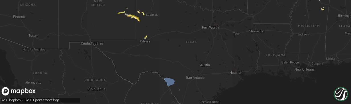 Hail map in Texas on May 27, 2023