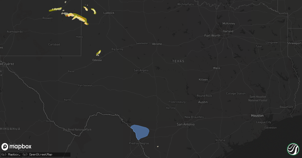 Hail map in Texas on May 27, 2023