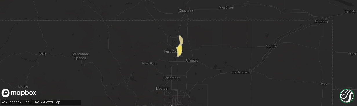 Hail map in Timnath, CO on May 27, 2023