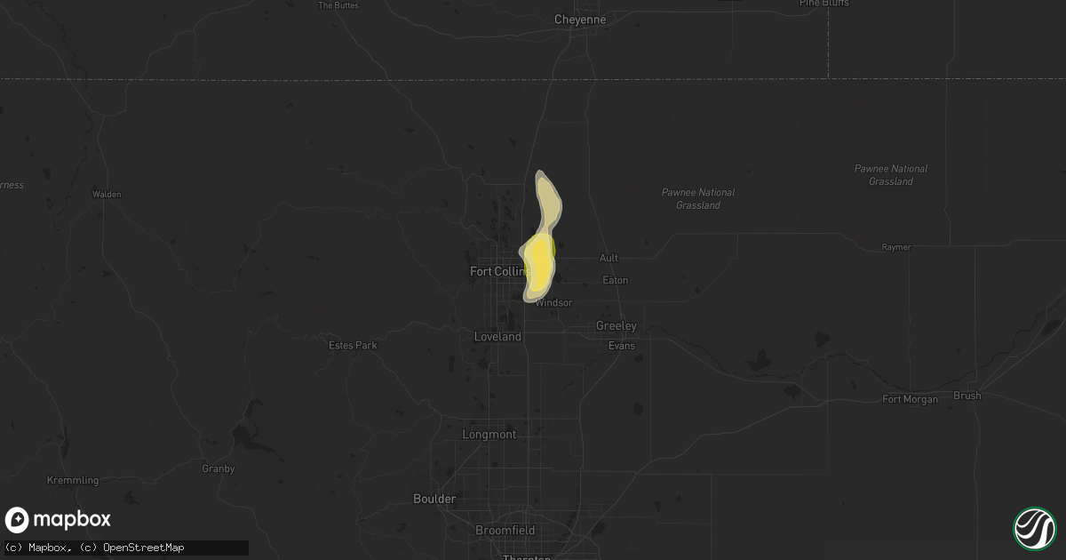 Hail map in Timnath, CO on May 27, 2023