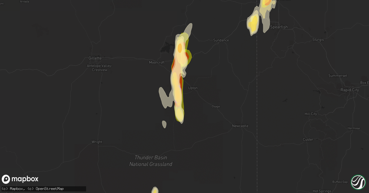 Hail map in Upton, WY on May 27, 2023