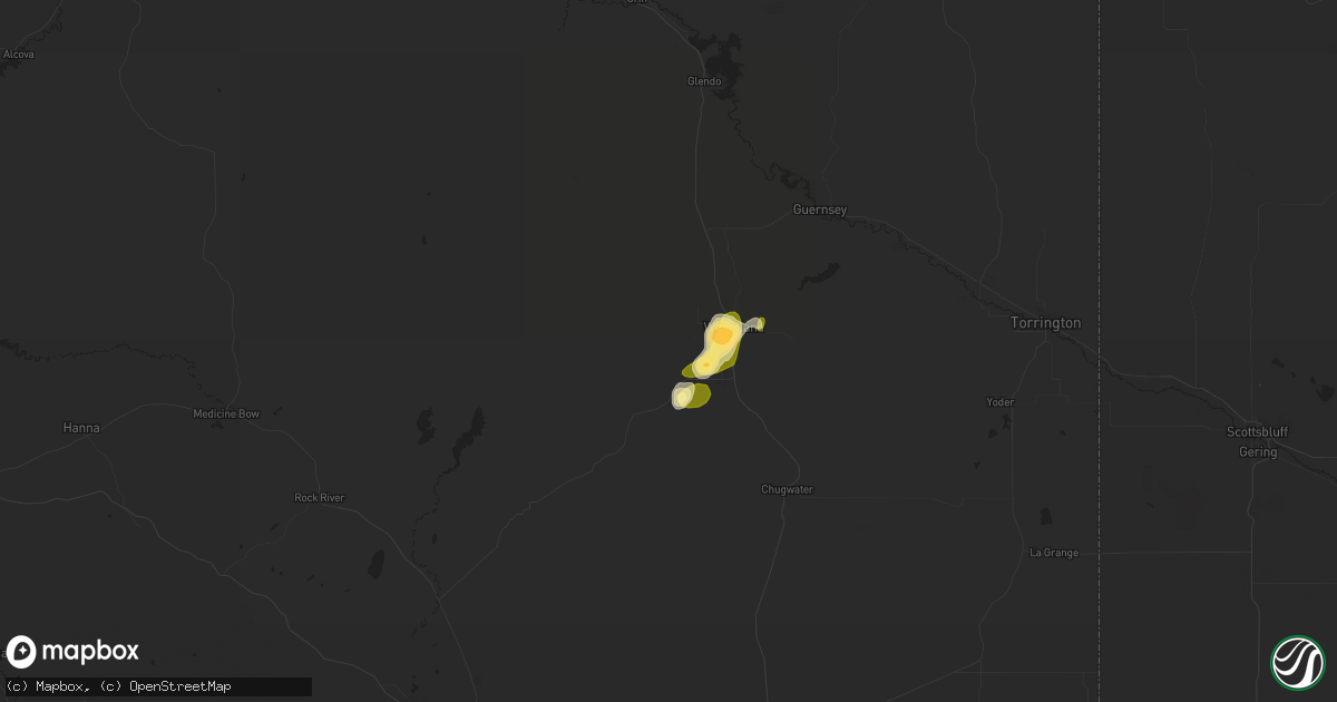 Hail map in Wheatland, WY on May 27, 2023