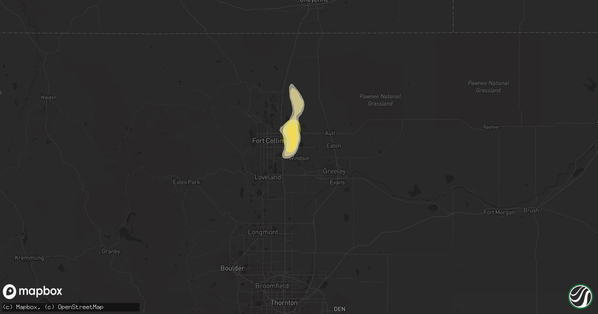 Hail map in Windsor, CO on May 27, 2023
