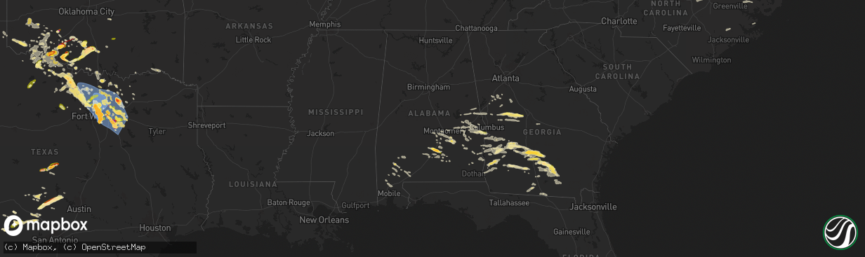 Hail map in Alabama on May 27, 2024