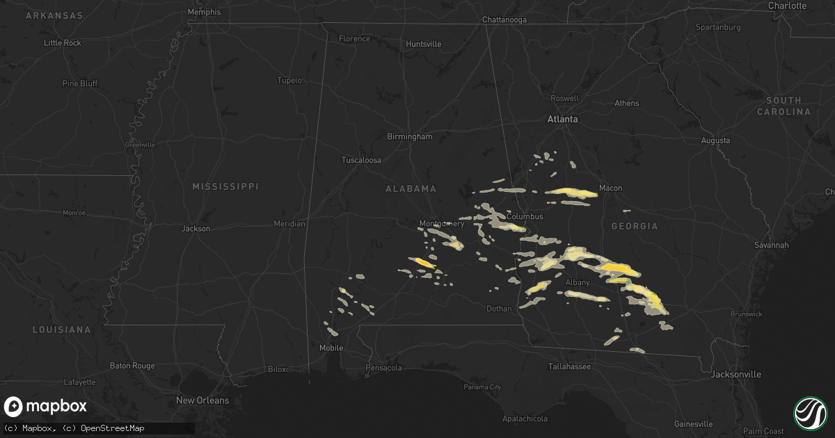 Hail map in Alabama on May 27, 2024